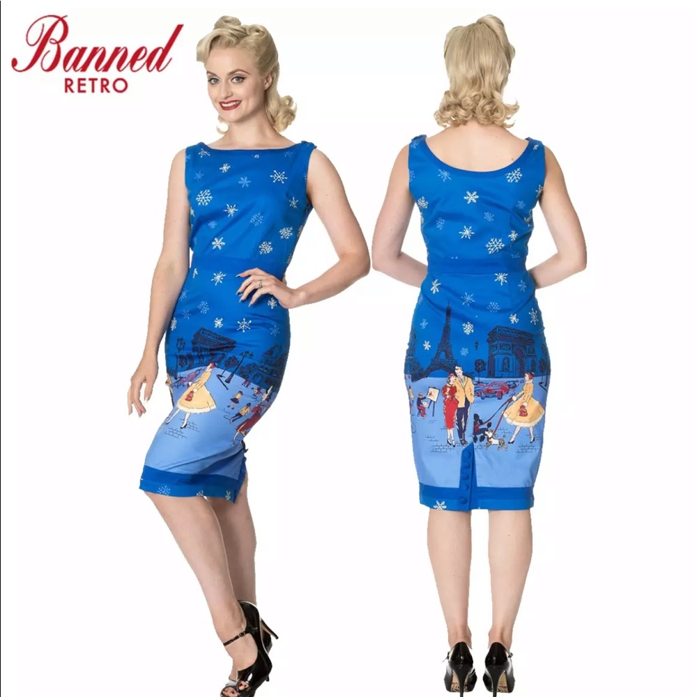 1950’s Pinup Christmas Dress Winter In Paris